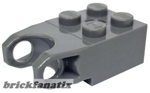 Lego Technic, Brick Modified 2 x 2 with Ball Socket and Axle Hole - Angled Forks with Flat Ends and Open Sides, Dark grey