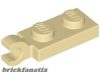 Lego Plate, Modified 1 x 2 with Clip on End (Horizontal Grip), Tan