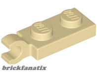 Lego Plate, Modified 1 x 2 with Clip on End (Horizontal Grip), Tan