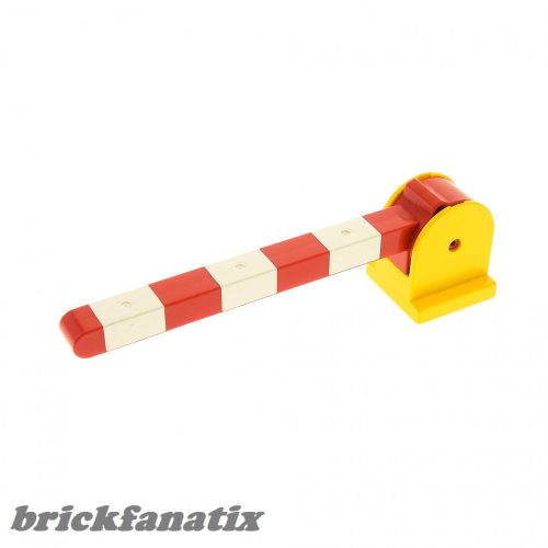 Lego Duplo, Train Crossing Gate Base with Red Duplo, Train Crossing Gate Crossbar with Small Handle with White Stripes Pattern (6405 / 6406bpb01)