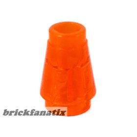 Lego Cone 1 x 1 with Top Groove, Transparent neon orange