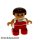 Lego Duplo Figure, Child Type 2 Girl, Red Legs, White Top with Red Overalls with one Strap