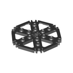   Lego Technic, Plate Rotor 6 Blade with Clip Ends Connected (Water Wheel) - Hollow Studs, Black