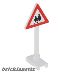   Lego Road Sign Triangle with Pedestrian Crossing 2 People Pattern