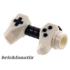   Lego Minifigure, Utensil Game Controller, Holes on Sides for Bar with Molded Red Buttons and Center Handle Pattern, White
