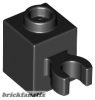 Lego BRICK 1X1 W/HOLDER, H0RIZONTAL, Black