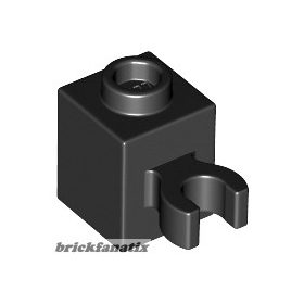 Lego BRICK 1X1 W/HOLDER, H0RIZONTAL, Black