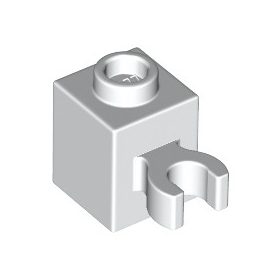 Lego BRICK 1X1 W/HOLDER, H0RIZONTAL, White