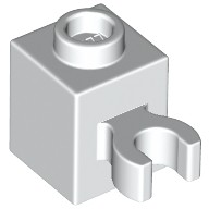 Lego BRICK 1X1 W/HOLDER, H0RIZONTAL, White