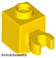 Lego BRICK 1X1 W/HOLDER, H0RIZONTAL, Yellow