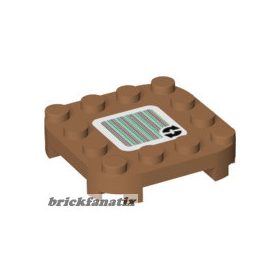   Lego Plate, Modified 4 x 4 with Rounded Corners and 4 Feet with Super Mario Scanner Code 2 Arrows Cycle Pattern (Sticker) - Set 71366, Medium nougat