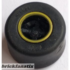   Lego Wheel 8mm D. x 9mm for Slicks, Hole Notched for Wheels Holder Pin, Reinforced Back with Yellow Rim Edge Pattern with Black Tire 14mm D. x 9mm Smooth Small Wide Slick (74967pb01), Black-Yellow