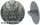 Lego Minifigure, Shield Circular / Round Convex Face with Black and Silver Ninjago Dragon Head Pattern