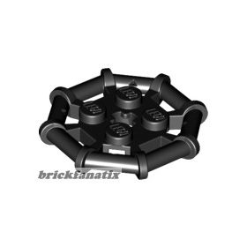   Lego Plate, Modified 2 x 2 with Bar Frame Octagonal, Reinforced, Completely Round Studs, Black
