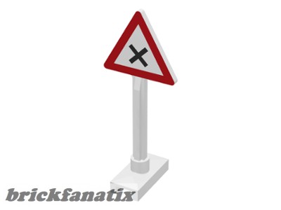 Lego Road Sign Triangle with Dangerous Intersection Pattern