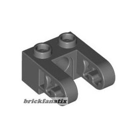   Lego Technic, Brick 1 x 2 with Hole and Dual Liftarm Extensions, Dark grey