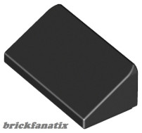 Lego ROOF TILE 1 X 2 X 2/3, ABS, Black