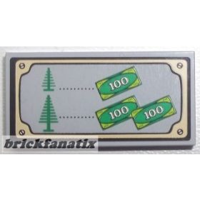   LEGO Tile 2 x 4 with Trees and Money Pattern (Sticker) - Set 10216 Christmas Winter Village Bakery