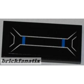   Lego Tile 2 x 4 with 4 Silver Trapezoids and 2 Blue Lines Pattern (Sticker) - Set 76001 The Bat vs. Bane: Tumbler Chase