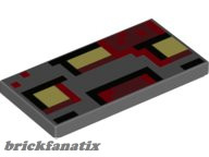 Lego Tile 2 x 4 with Pixelated Black, Bright Light Yellow, Dark Red and Red Pattern (Minecraft Redstone Monstrosity Face)