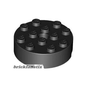 Lego BRICK 4X4 ROUND W. Ø4.9 W. KL., Black