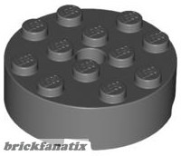 Lego BRICK 4X4 ROUND W. Ø4.9 W. KL., Dark grey