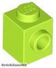 Lego Brick, Modified 1 x 1 with Stud on Side, Lime
