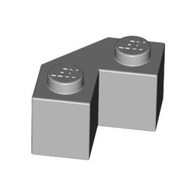 Lego Brick 2x2 w. angle 45 degrees, Light grey
