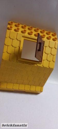 Lego Duplo Roof Sloped 8 x 8 x 6 with 3 x 3 Opening + Duplo Door / Window Pane 1 x 4 x 3 Wooden Gate with Handle