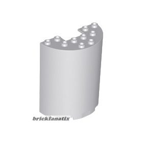   Lego Cylinder Half 3 x 6 x 6 with 1 x 2 Cutout, Light bluish gray
