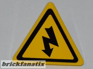 Lego Road Sign 2 x 2 Triangle with Clip with Electricity Danger Sign Pattern (Sticker) - Set 5887 Dino Defense HQ