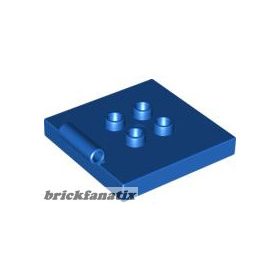   Lego Duplo Tile, Modified 4 x 4 with 4 Center Studs and Hinge, Blue