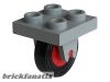 Lego Plate, Modified 2 x 2 with Wheel Holder Bottom with Red Wheel with Black Tire 14mm D. x 4mm Smooth Small Single (8 / 3464c01)