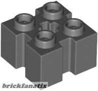 Lego Brick, Modified 2 x 2 with Grooves and Axle Hole, Dark grey
