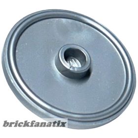   Lego Minifigure, Shield Circular Rimmed Face with Stud, Flat silver