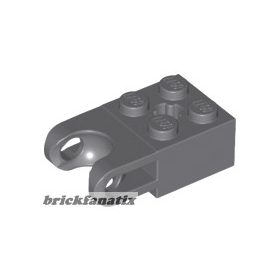   Lego Technic, Brick Modified 2 x 2 with Ball Socket and Axle Hole - Straight Forks with Round Ends and Open Sides, Dark grey