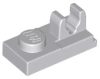 Lego Plate, Modified 1 x 2 with Clip on Top, Light grey