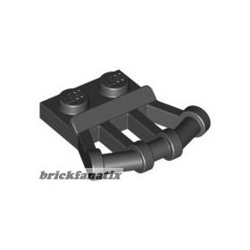   Lego Plate, Modified 1 x 2 with Angled Bar Handles on Side, Black
