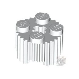   Lego Brick, Round 2 x 2 with Axle Hole and Grille / Fluted Profile, White