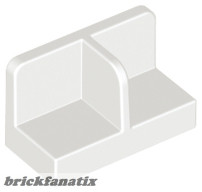 Lego WALL ELEMENT 1 x 2 x 1 with Rounded Corners and Center Divider, White