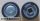 Lego Wheel 11mm D. x 6mm with Smooth Hubcap with Black Tire 14mm D. x 6mm Solid Smooth (93594 / 50945), Flat silver