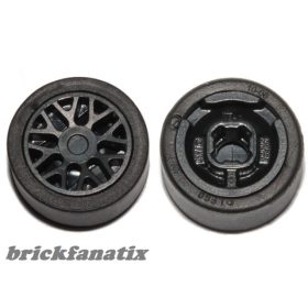   Lego Wheel 11mm D. x 6mm with 8 'Y' Spokes with Black Tire 14mm D. x 6mm Solid Smooth (93595 / 50945), Black