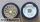 Lego Wheel 11mm D. x 6mm with 8 'Y' Spokes with Gold Outline Pattern with Black Tire 14mm D. x 6mm Solid Smooth (93595pb01 / 50945)
