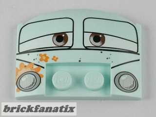 Lego Wedge 3 x 4 x 2/3 Triple Curved with Half Open Eyes, Flowers, and Headlights Pattern (Fillmore), Aqua