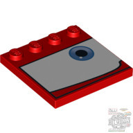 Lego PLATE 4X4 W 4 KNOB 'RIGHT NO7', Bright red