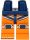 Lego minifigure leg - Hips and Orange Legs with Dark Blue and Silver Wetsuit Stripes and Knee Pads Pattern