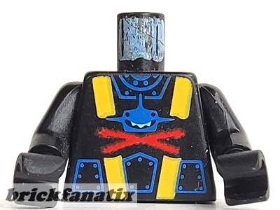 Lego figura torzo - Torso Aquazone Aquashark Blue Shark with Red 'X' Pattern / Black Arms / Black Hands