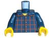 Lego minifigure torso - Plaid Button Shirt Pattern / Dark Blue Arms / Yellow Hands