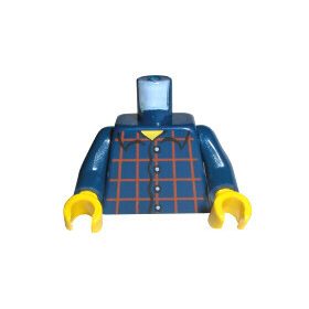   Lego minifigure torso - Plaid Button Shirt Pattern / Dark Blue Arms / Yellow Hands