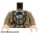 Lego minifigure torso - Indiana Jones Vest, Jacket, Dark Green Bow Tie, and Diary in Pocket Pattern / Dark Tan Arms / Light Nougat Hands